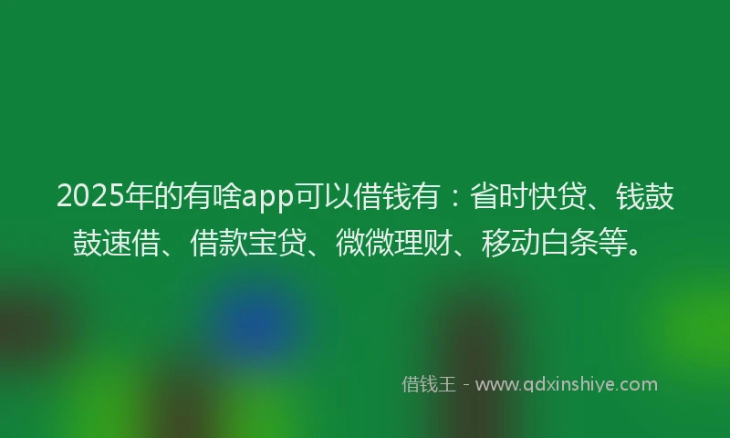 2025年的有啥app可以借钱有：省时快贷、钱鼓鼓速借、借款宝贷、微微理财、移动白条等。