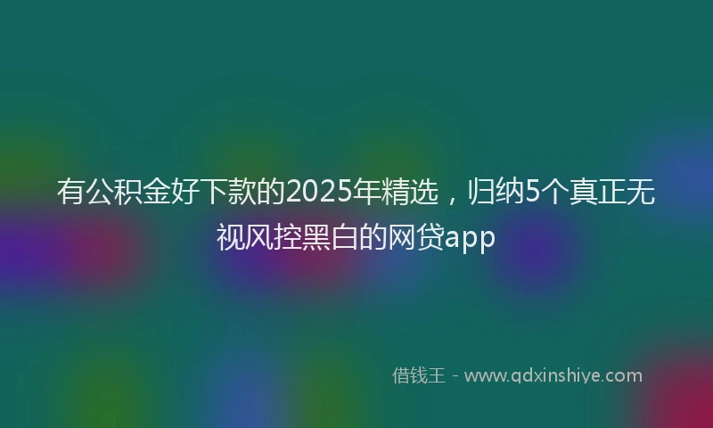 有公积金好下款的2025年精选，归纳5个真正无视风控黑白的网贷app