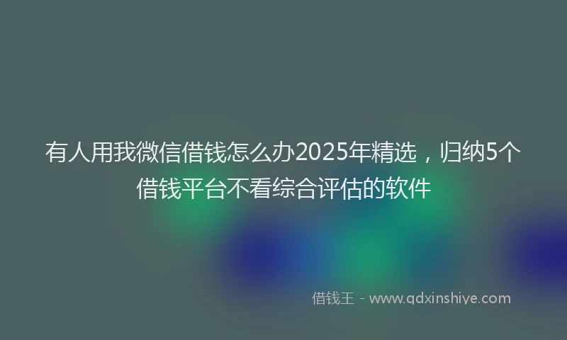 有人用我微信借钱怎么办2025年精选，归纳5个借钱平台不看综合评估的软件