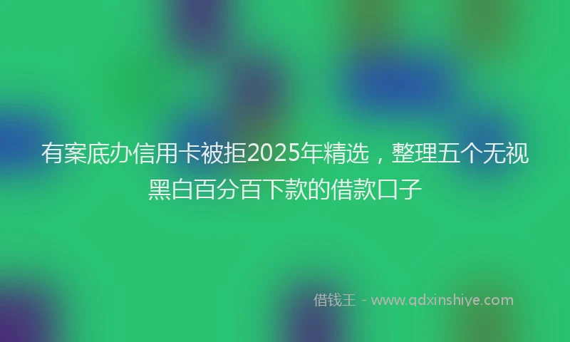 有案底办信用卡被拒2025年精选，整理五个无视黑白百分百下款的借款口子