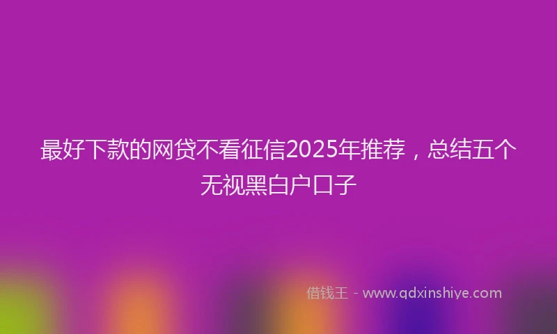 最好下款的网贷不看征信2025年推荐，总结五个无视黑白户口子