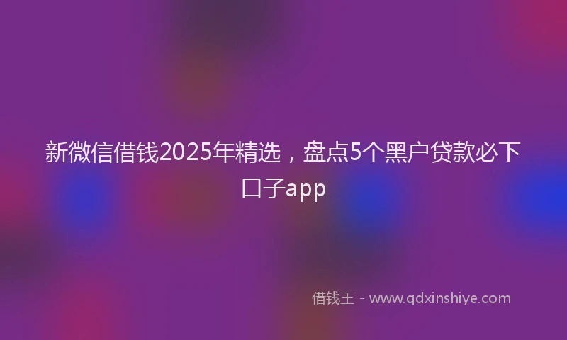 新微信借钱2025年精选，盘点5个黑户贷款必下口子app