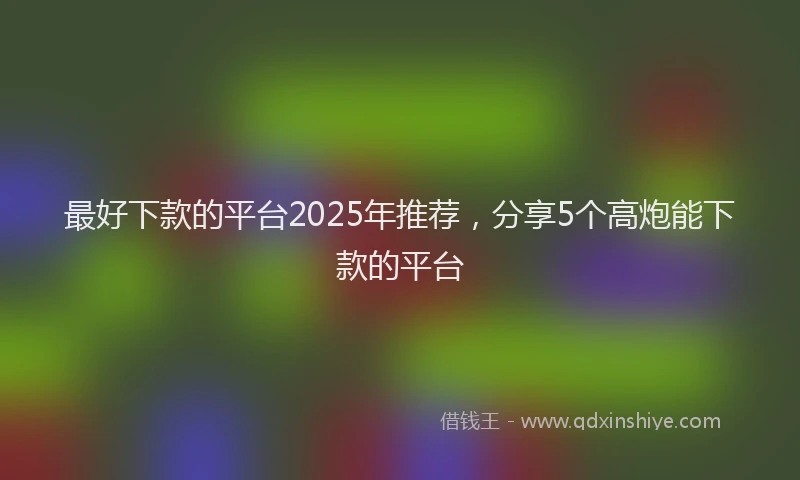 最好下款的平台2025年推荐，分享5个高炮能下款的平台