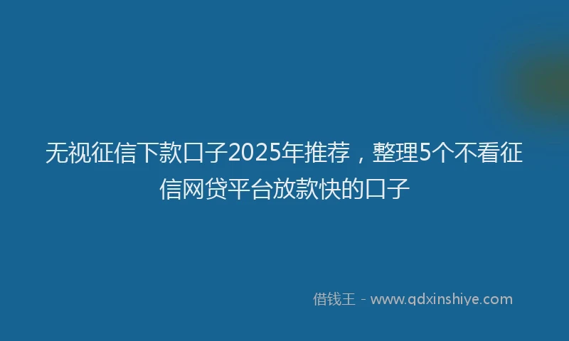 无视征信下款口子2025年推荐，整理5个不看征信网贷平台放款快的口子