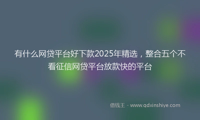 有什么网贷平台好下款2025年精选，整合五个不看征信网贷平台放款快的平台