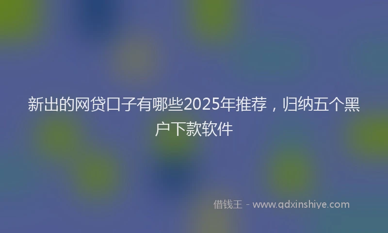 新出的网贷口子有哪些2025年推荐，归纳五个黑户下款软件