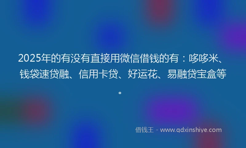 2025年的有没有直接用微信借钱的有：哆哆米、钱袋速贷融、信用卡贷、好运花、易融贷宝盒等。