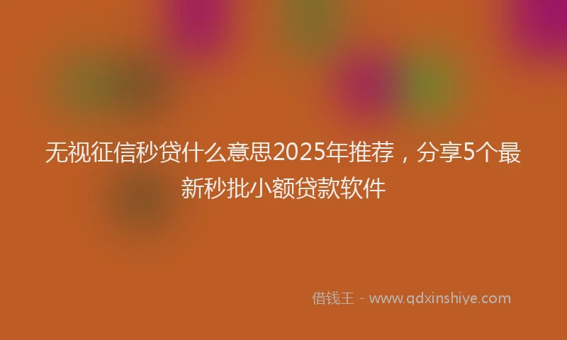 无视征信秒贷什么意思2025年推荐，分享5个最新秒批小额贷款软件