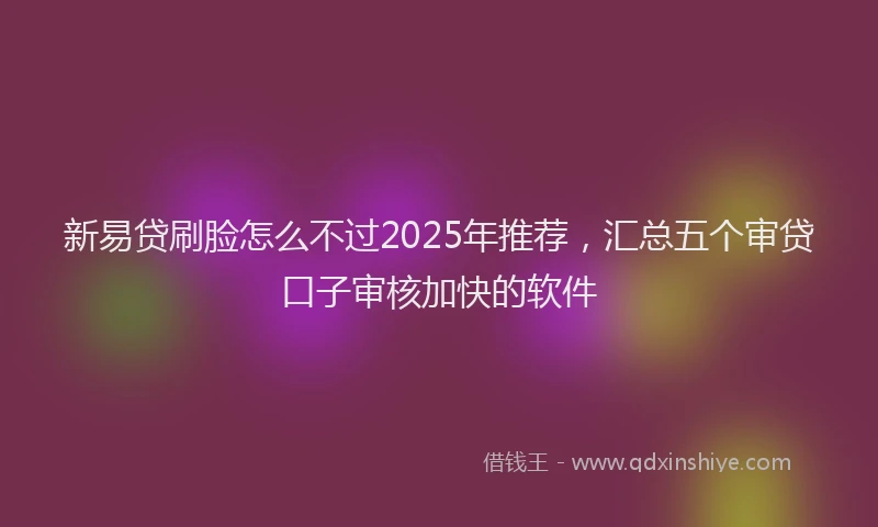 新易贷刷脸怎么不过2025年推荐，汇总五个审贷口子审核加快的软件
