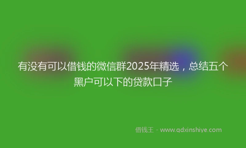 有没有可以借钱的微信群2025年精选，总结五个黑户可以下的贷款口子