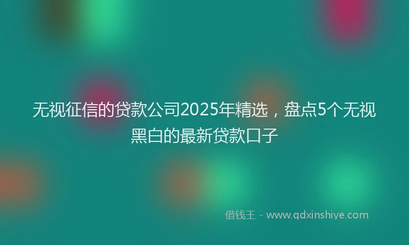 无视征信的贷款公司2025年精选，盘点5个无视黑白的最新贷款口子
