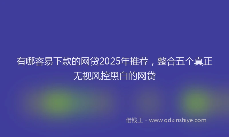 有哪容易下款的网贷2025年推荐，整合五个真正无视风控黑白的网贷