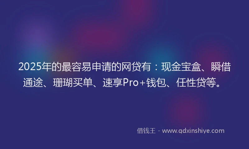 2025年的最容易申请的网贷有：现金宝盒、瞬借通途、珊瑚买单、速享Pro+钱包、任性贷等。