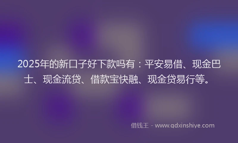 2025年的新口子好下款吗有：平安易借、现金巴士、现金流贷、借款宝快融、现金贷易行等。
