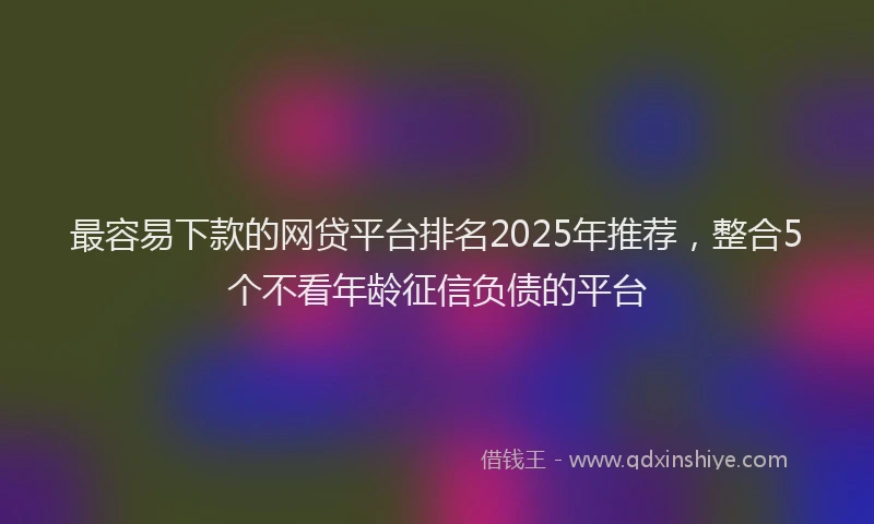 最容易下款的网贷平台排名2025年推荐，整合5个不看年龄征信负债的平台