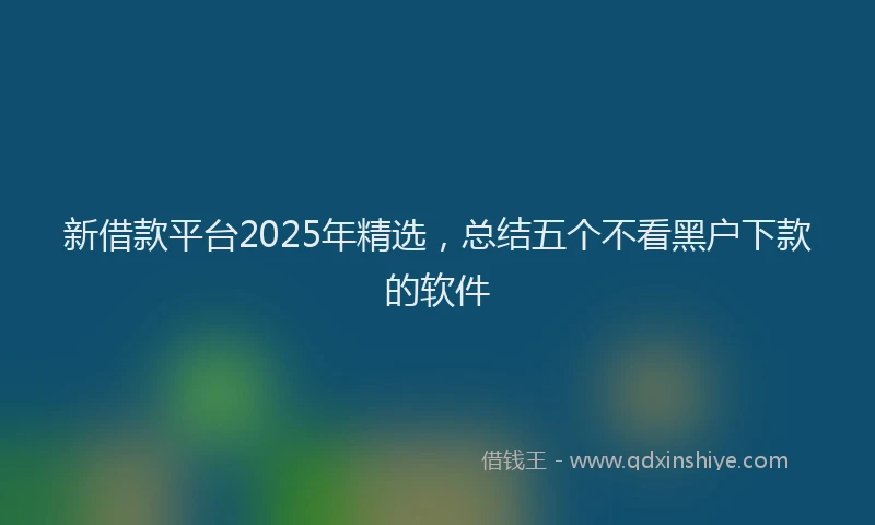 新借款平台2025年精选，总结五个不看黑户下款的软件