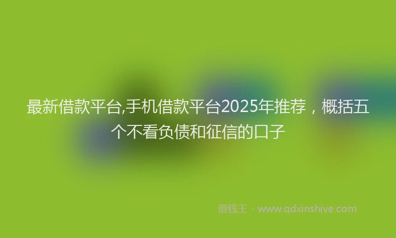 最新借款平台,手机借款平台2025年推荐，概括五个不看负债和征信的口子