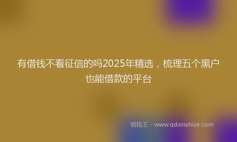 有借钱不看征信的吗2025年精选，梳理五个黑户也能借款的平台