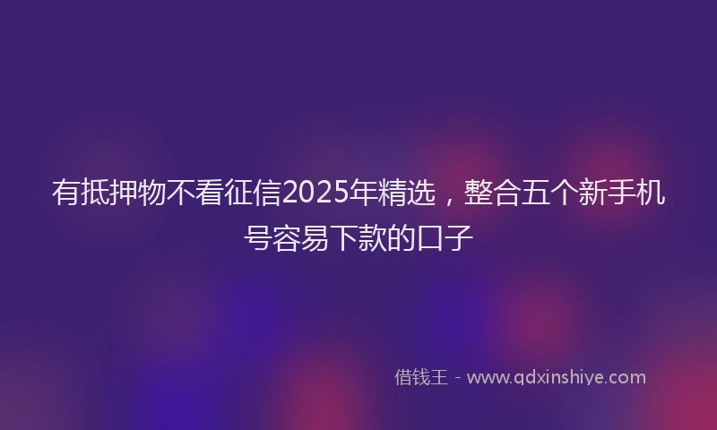 有抵押物不看征信2025年精选，整合五个新手机号容易下款的口子