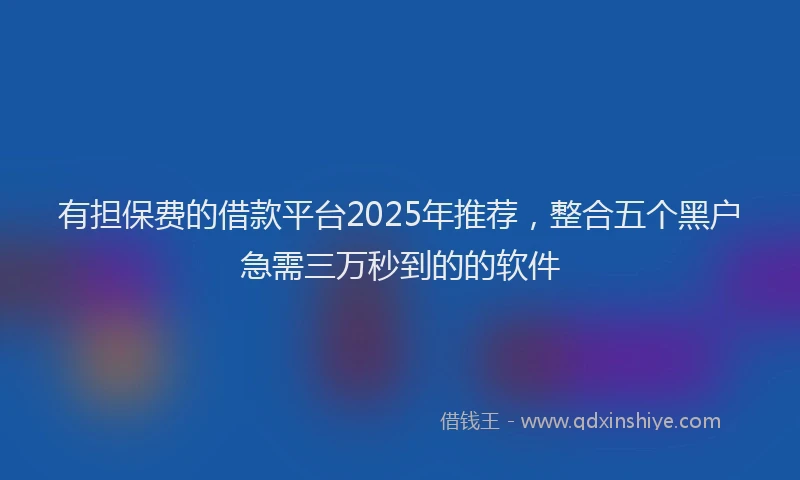 有担保费的借款平台2025年推荐，整合五个黑户急需三万秒到的的软件