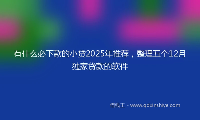 有什么必下款的小贷2025年推荐，整理五个12月独家贷款的软件