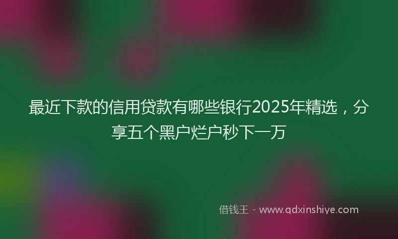 最近下款的信用贷款有哪些银行2025年精选，分享五个黑户烂户秒下一万