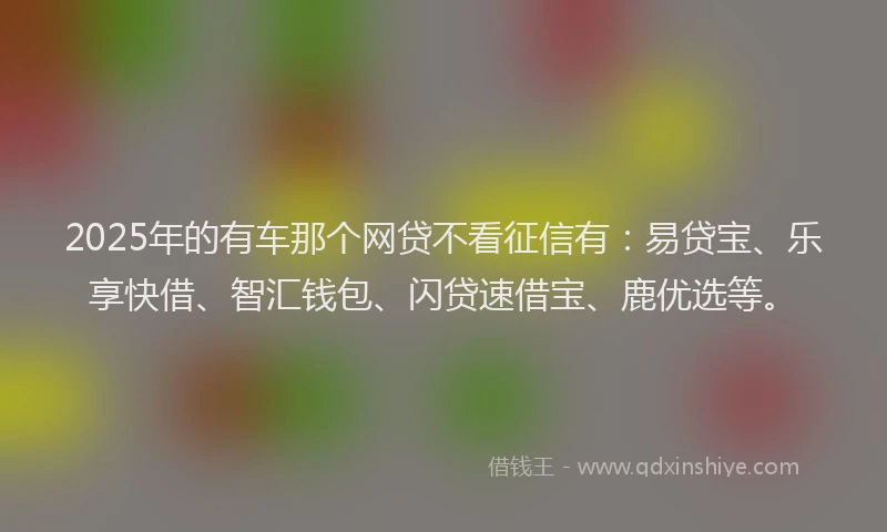 2025年的有车那个网贷不看征信有：易贷宝、乐享快借、智汇钱包、闪贷速借宝、鹿优选等。