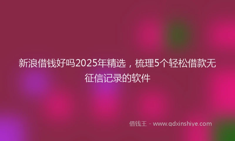 新浪借钱好吗2025年精选，梳理5个轻松借款无征信记录的软件