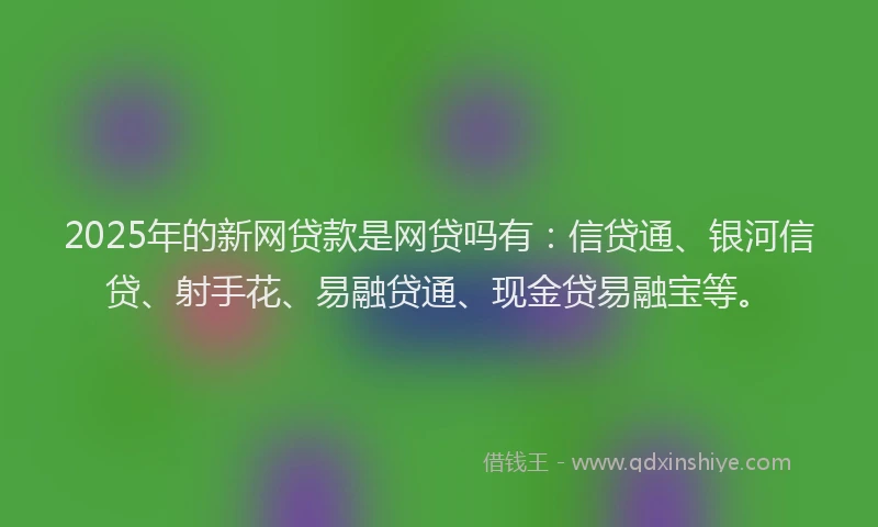 2025年的新网贷款是网贷吗有：信贷通、银河信贷、射手花、易融贷通、现金贷易融宝等。