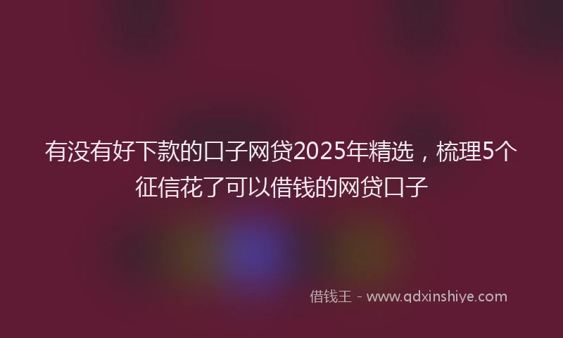 有没有好下款的口子网贷2025年精选，梳理5个征信花了可以借钱的网贷口子