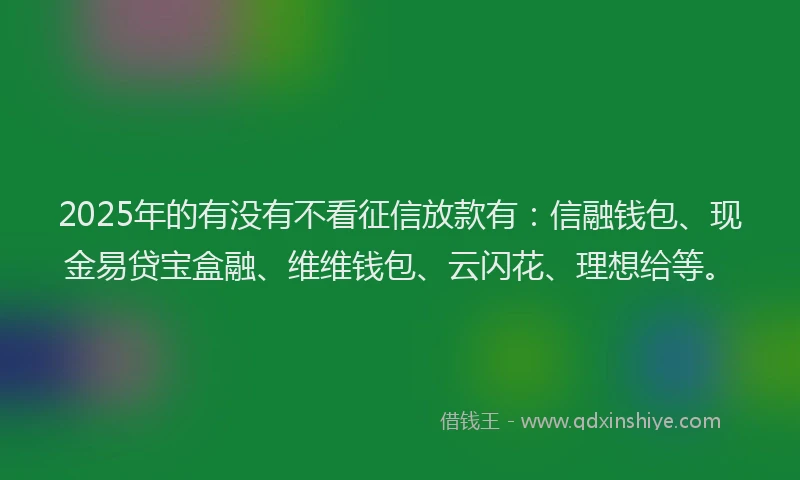 2025年的有没有不看征信放款有：信融钱包、现金易贷宝盒融、维维钱包、云闪花、理想给等。