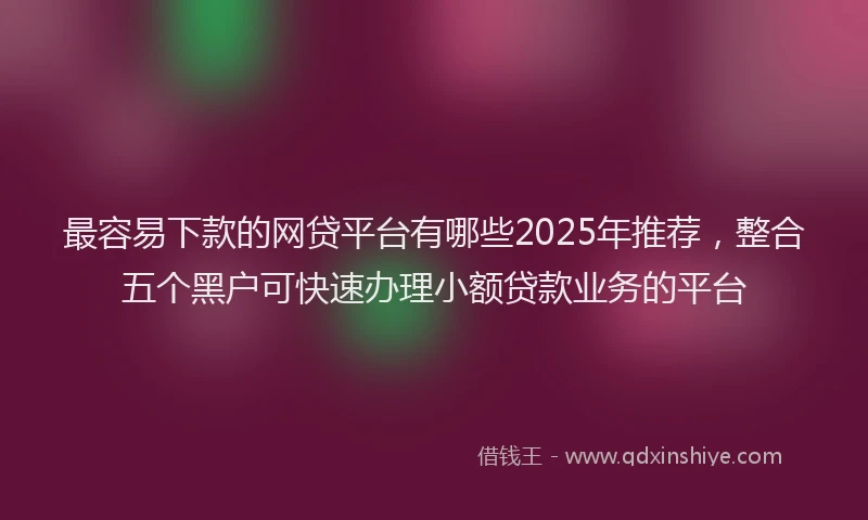 最容易下款的网贷平台有哪些2025年推荐，整合五个黑户可快速办理小额贷款业务的平台