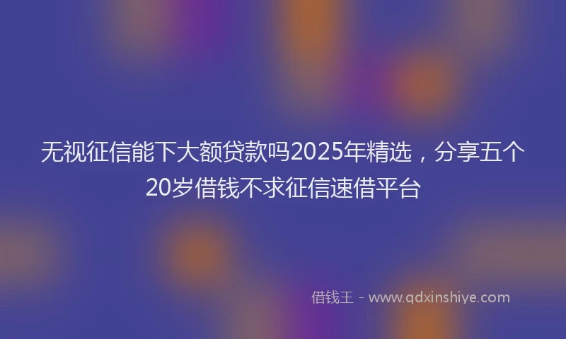 无视征信能下大额贷款吗2025年精选，分享五个20岁借钱不求征信速借平台