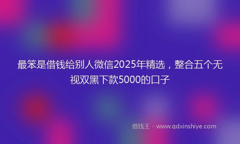 最笨是借钱给别人微信2025年精选，整合五个无视双黑下款5000的口子