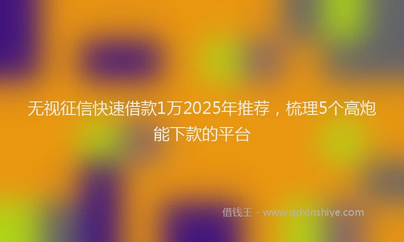 无视征信快速借款1万2025年推荐，梳理5个高炮能下款的平台