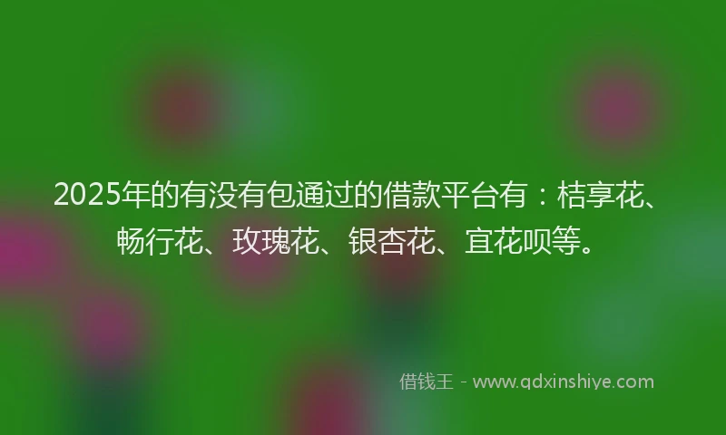 2025年的有没有包通过的借款平台有：桔享花、畅行花、玫瑰花、银杏花、宜花呗等。