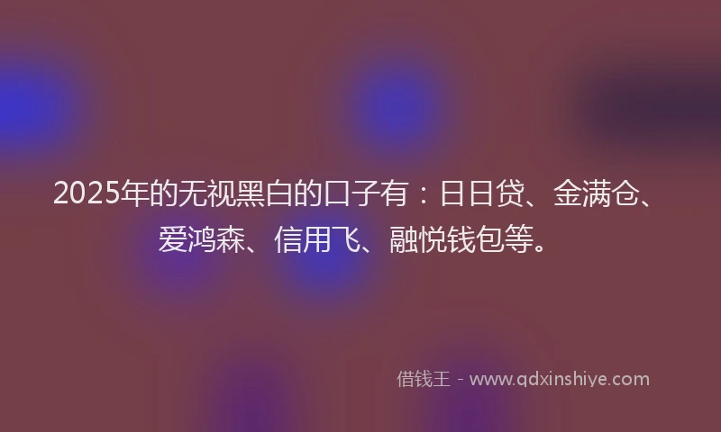2025年的无视黑白的口子有：日日贷、金满仓、爱鸿森、信用飞、融悦钱包等。