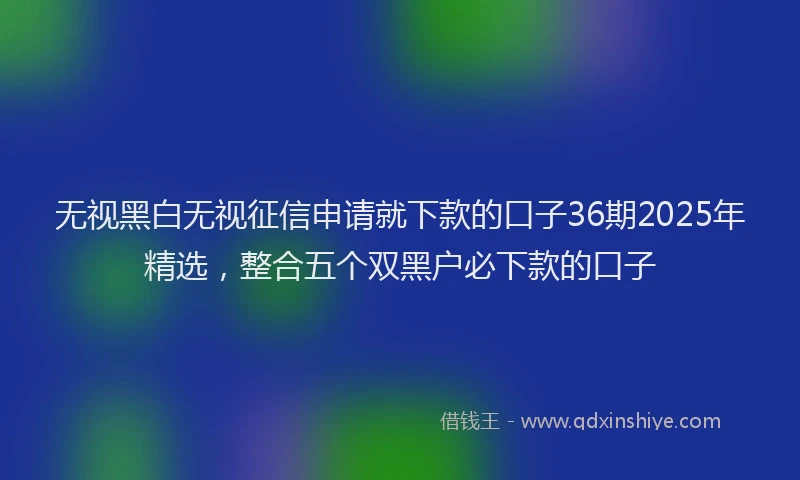 无视黑白无视征信申请就下款的口子36期2025年精选，整合五个双黑户必下款的口子