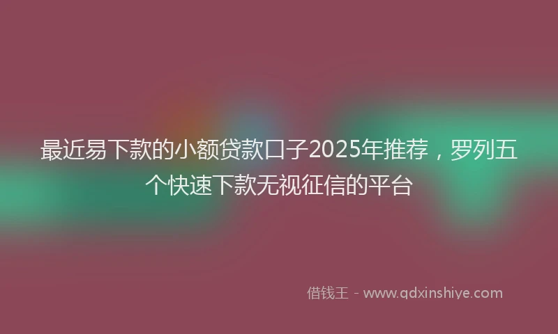 最近易下款的小额贷款口子2025年推荐，罗列五个快速下款无视征信的平台