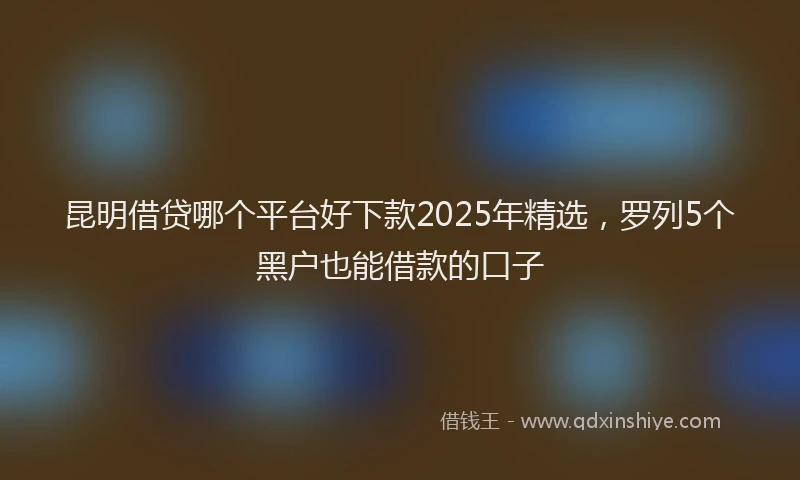 昆明借贷哪个平台好下款2025年精选，罗列5个黑户也能借款的口子