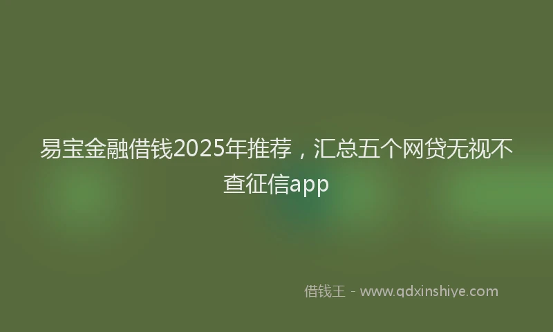 易宝金融借钱2025年推荐，汇总五个网贷无视不查征信app