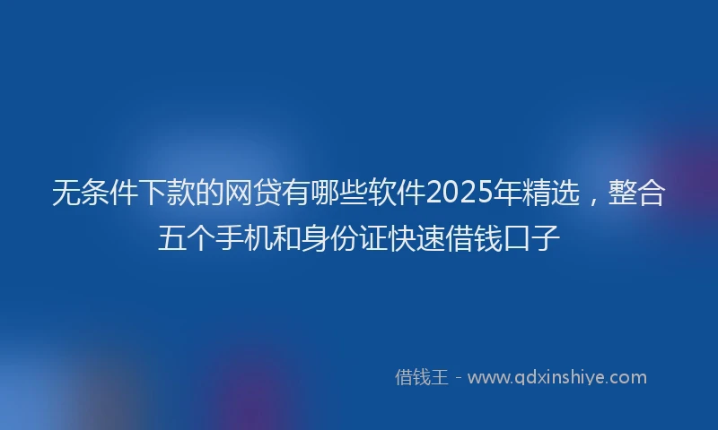 无条件下款的网贷有哪些软件2025年精选，整合五个手机和身份证快速借钱口子