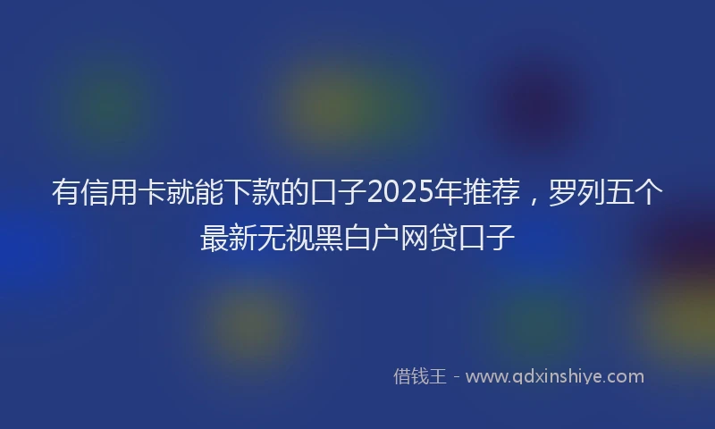有信用卡就能下款的口子2025年推荐，罗列五个最新无视黑白户网贷口子