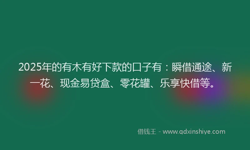 2025年的有木有好下款的口子有：瞬借通途、新一花、现金易贷盒、零花罐、乐享快借等。