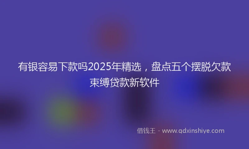 有银容易下款吗2025年精选，盘点五个摆脱欠款束缚贷款新软件
