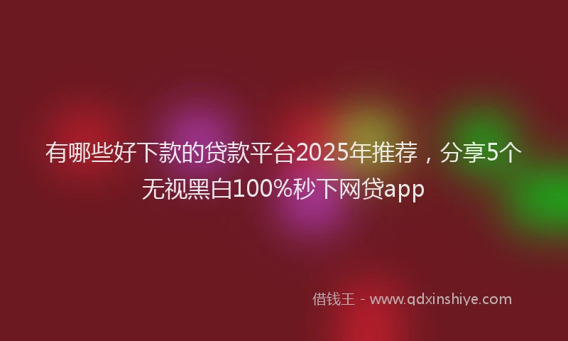有哪些好下款的贷款平台2025年推荐，分享5个无视黑白100%秒下网贷app
