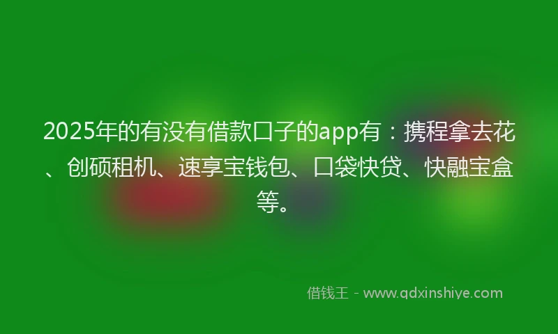 2025年的有没有借款口子的app有：携程拿去花、创硕租机、速享宝钱包、口袋快贷、快融宝盒等。