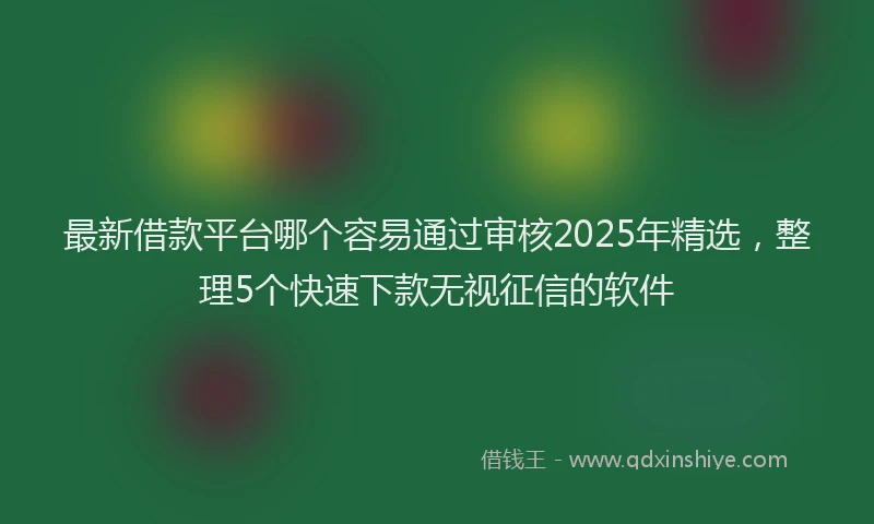 最新借款平台哪个容易通过审核2025年精选，整理5个快速下款无视征信的软件