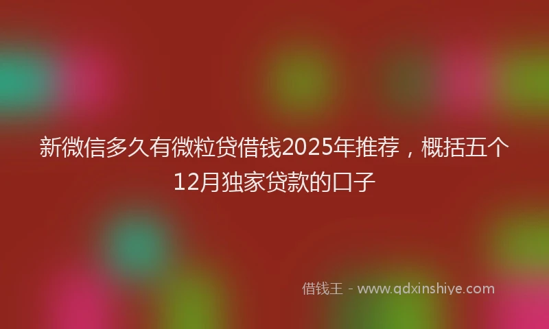 新微信多久有微粒贷借钱2025年推荐，概括五个12月独家贷款的口子
