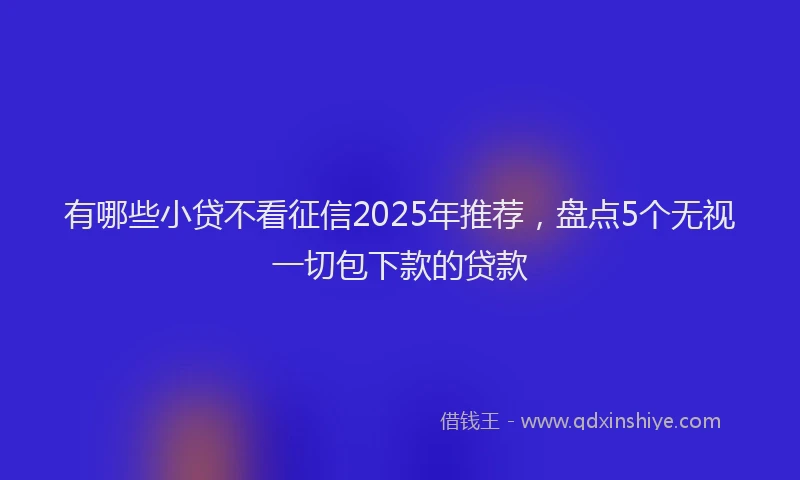 有哪些小贷不看征信2025年推荐，盘点5个无视一切包下款的贷款